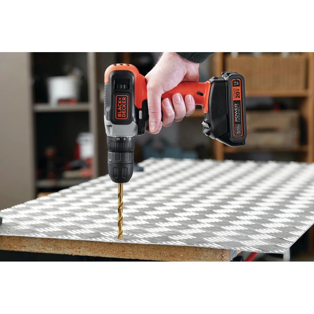 Black & Decker BCD702C1 20V MAX Brushed Lithium-Ion 3/8 In. Cordless Drill Driver Kit (1.5 Ah) 12 Black & Decker BCD702C1 20V MAX Brushed Lithium-Ion 3/8 In. Cordless Drill Driver Kit (1.5 Ah) - Image 10