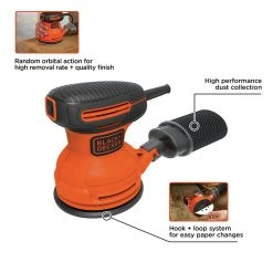 Black & Decker BDERO100 120V 2 Amp Brushed 5 In. Corded Random Orbit Sander -Sunex Sales Shop bdknbdero100 e