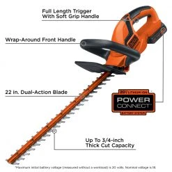 Black & Decker LHT2220 20V MAX Lithium-Ion Dual Action 22 In. Cordless Electric Hedge Trimmer Kit (1.5 Ah) -Sunex Sales Shop bdknlht2220 j