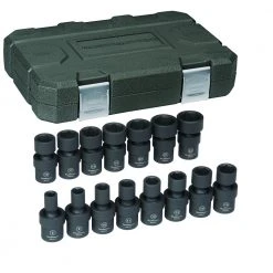 GearWrench 84918N 15-Piece Metric 3/8 In. Drive 6 Point Universal Impact Socket Set