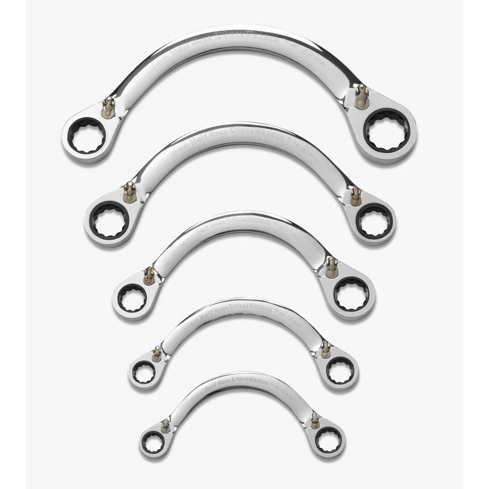 GearWrench 9850 5-Piece Metric Half Moon Reversible Ratcheting Wrench Set 3 GearWrench 9850 5-Piece Metric Half Moon Reversible Ratcheting Wrench Set