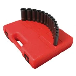 Sunex 2653 14-Piece 1/2 In. Drive Deep Well Metric Impact Socket Set