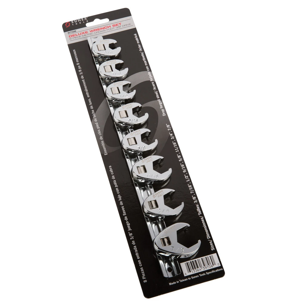 Sunex 9708 8-Piece 3/8 In. Drive SAE Fully Polished Flare Nut Crowfoot Wrench Set 7 Sunex 9708 8-Piece 3/8 In. Drive SAE Fully Polished Flare Nut Crowfoot Wrench Set - Image 5