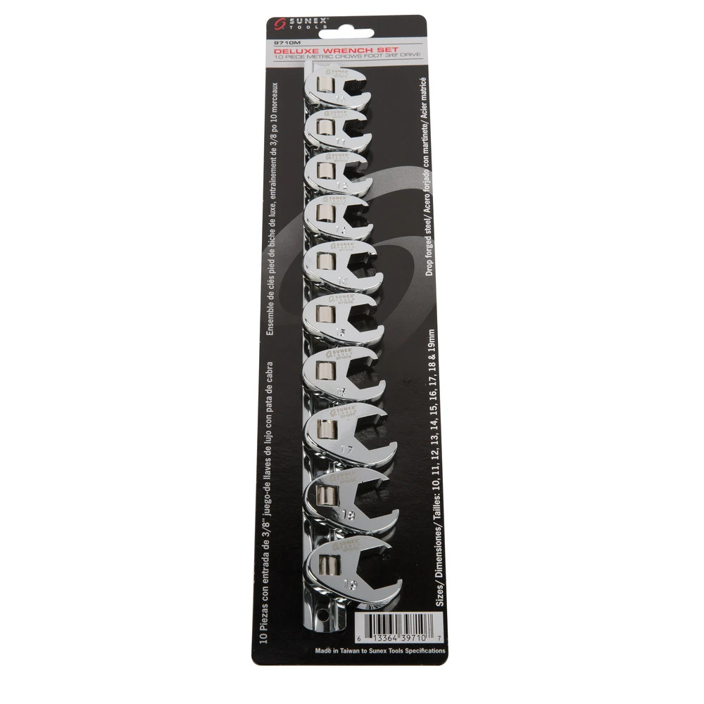 Sunex 9710M 10-Piece 3/8 In. Drive Metric Flare Nut Crowfoot Wrench Set 6 Sunex 9710M 10-Piece 3/8 In. Drive Metric Flare Nut Crowfoot Wrench Set - Image 4